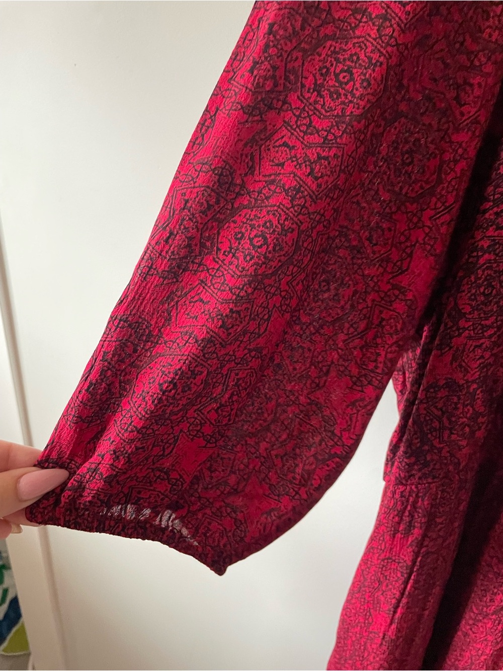 Penningtons Crimson Red Black Medallion Print Dress Plus Size 3X Boho - Picture 5 of 8